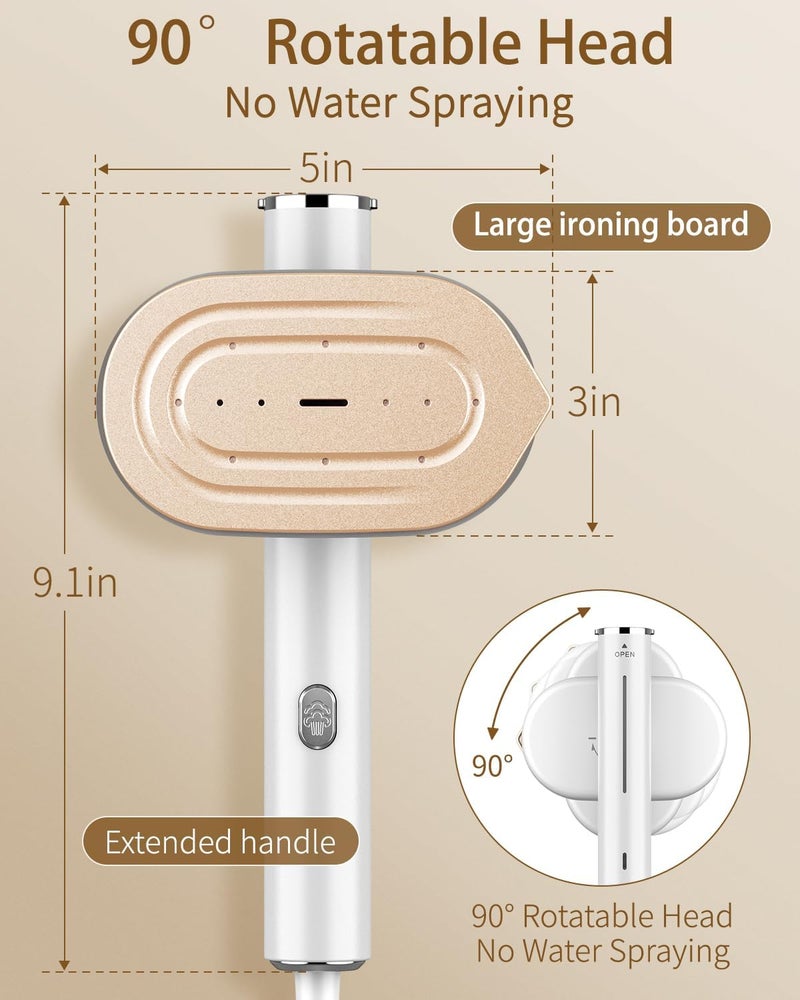 hulmay Portable Steamer For Clothes Travel Mini Steamer and Iron Fast 10s Heat-Up, Horizontal and Vertical 1200W Effortless Wrinkle Removal, Garment Steamer and Iron for Travel Office Home(110-120V) - Image 2